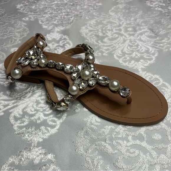 Steve Madden Chantel Rhinestone Embellished Flat Sandals Size 8 - Picture 4 of 8